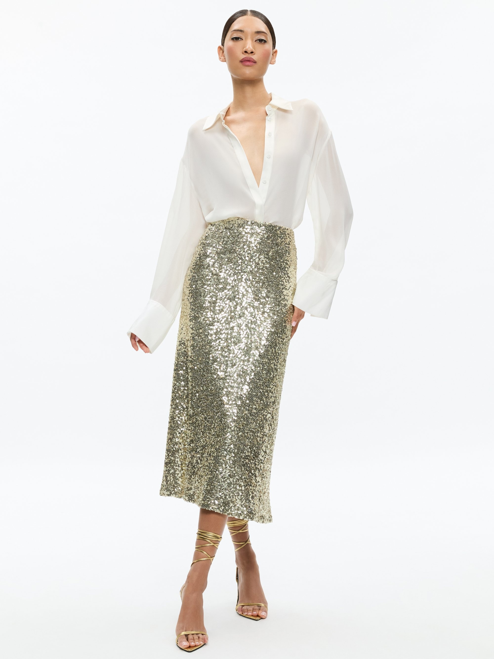 MAEVE SEQUIN KICK FLARE SLIP SKIRT - 3