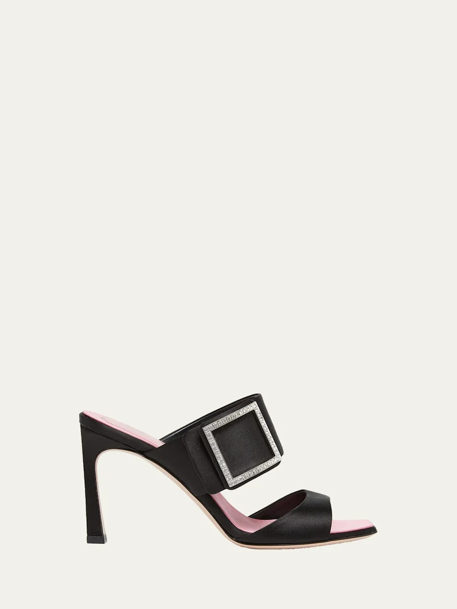 85mm Trompette Strass Satin Mules - 1