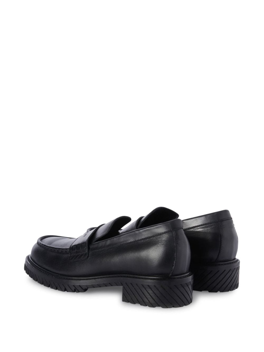 Military logo-debossed leather loafers - 3