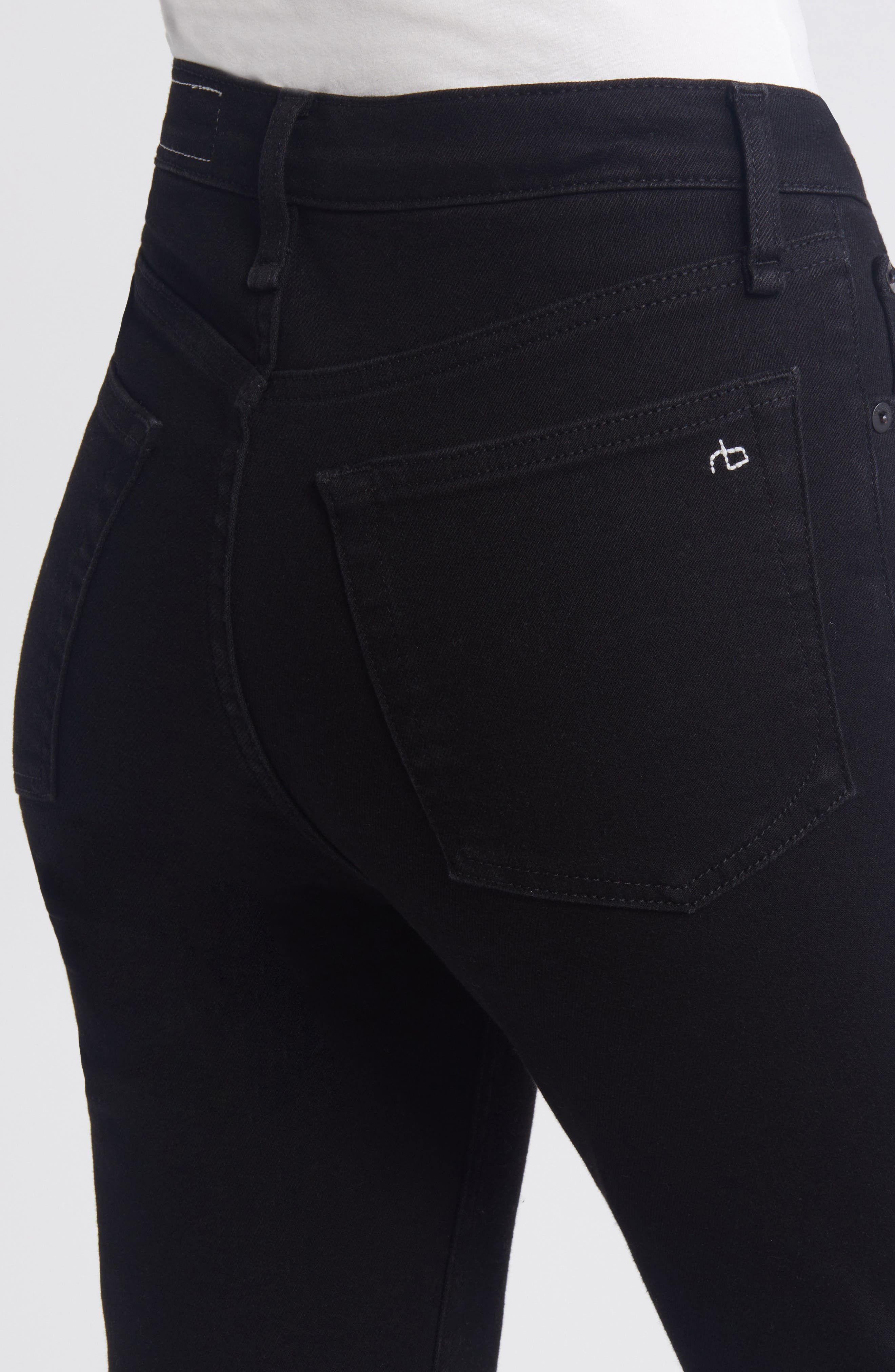 rag & bone Flexi Harlow Mid Rise Ankle Straight Leg Jeans in Black at Nordstrom - 4