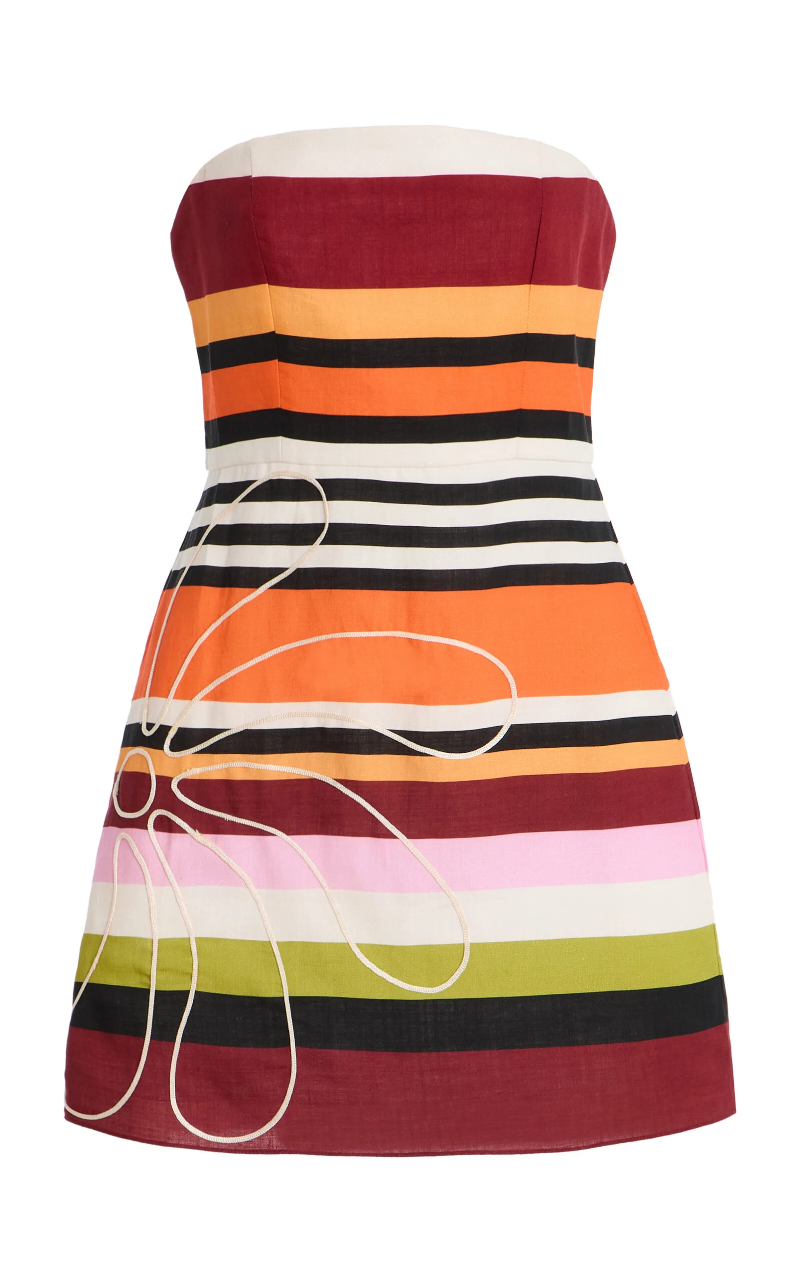 Exclusive Roma Embroidered Striped-Linen Mini Dress multi - 1