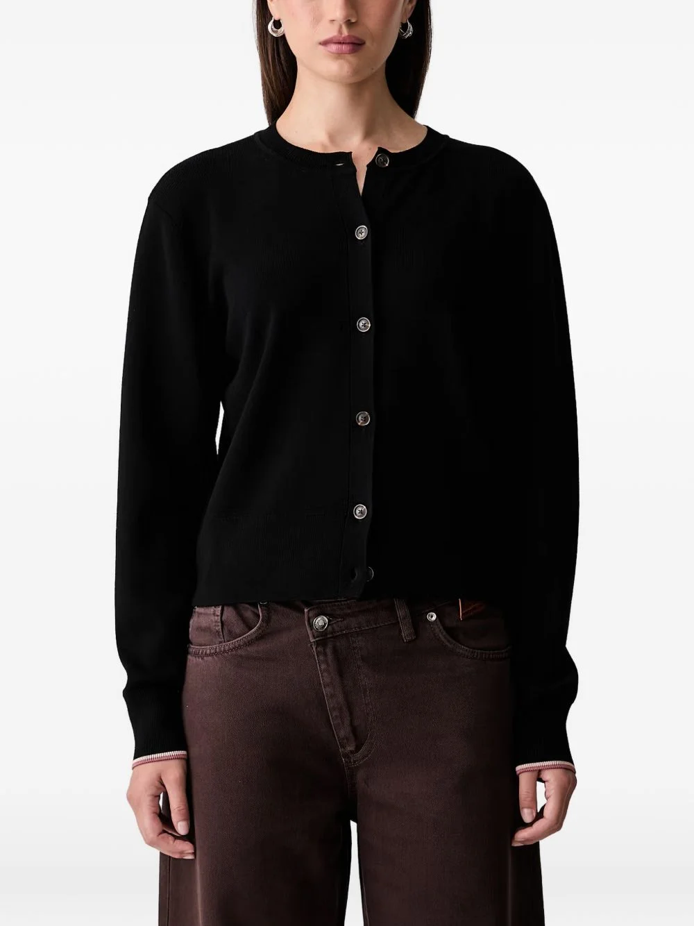 embroidered button-up cardigan - 1