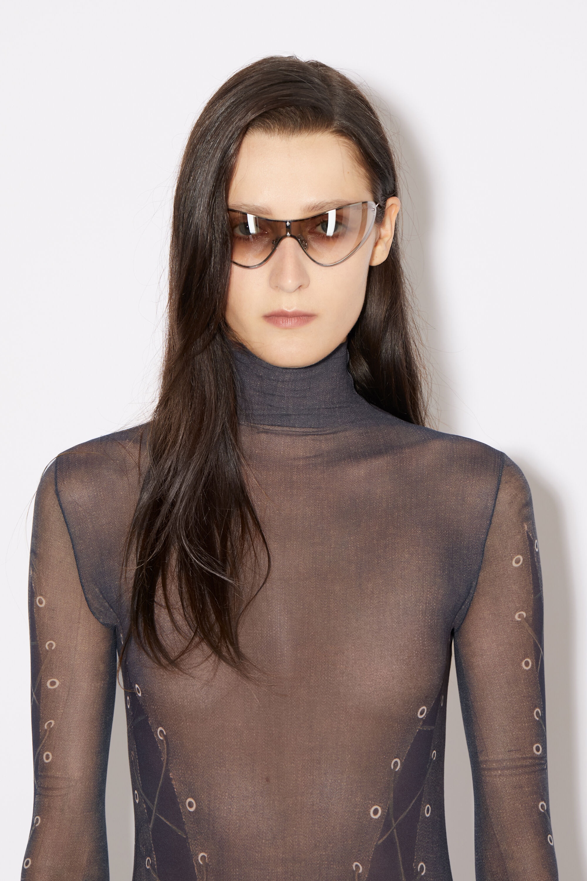 Trompe l'oeil top - Dark brown/beige - 4