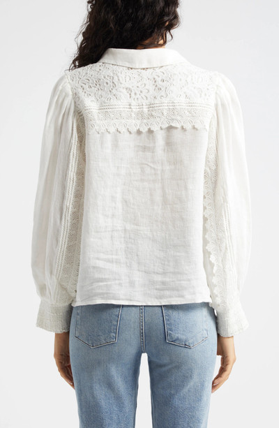 Alice + Olivia Venty Lace Detail Linen Button-Up Shirt outlook