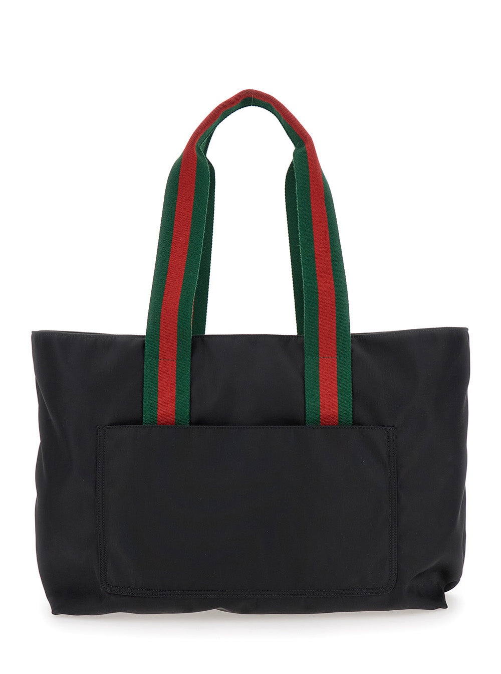 Gucci Men Black Tote Bag With Web Handles And Logo Lettering On The Front In Tech Fabric Man - 4
