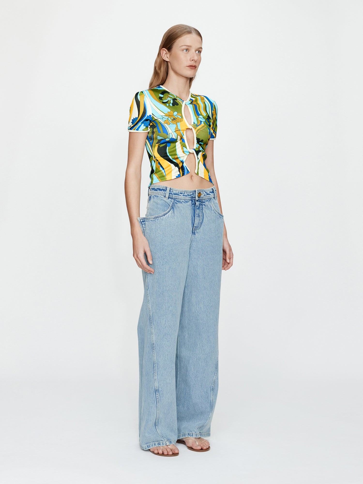 Acidic Floral Open Twist Tee - 3