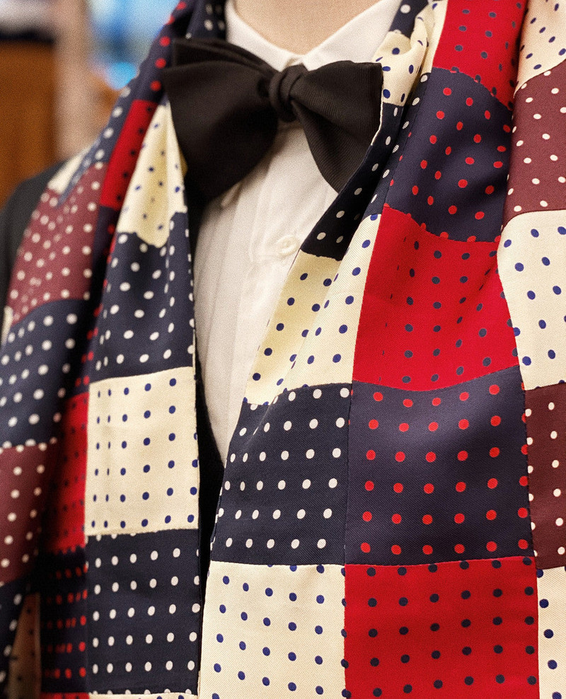 MADE-IN-USA PATCHWORK POLKA DOT SILK SCARF 5