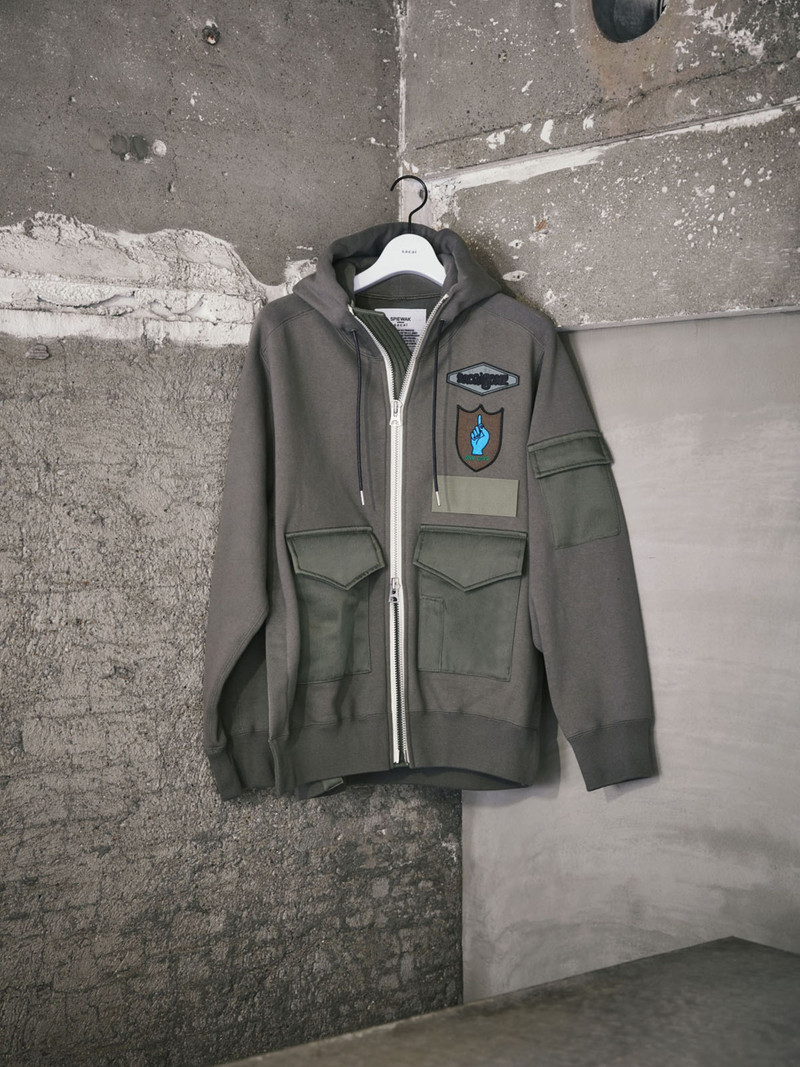 sacai sacai x SPIEWAK Gonz Multi Patch Cotton Jersey Hoodie outlook