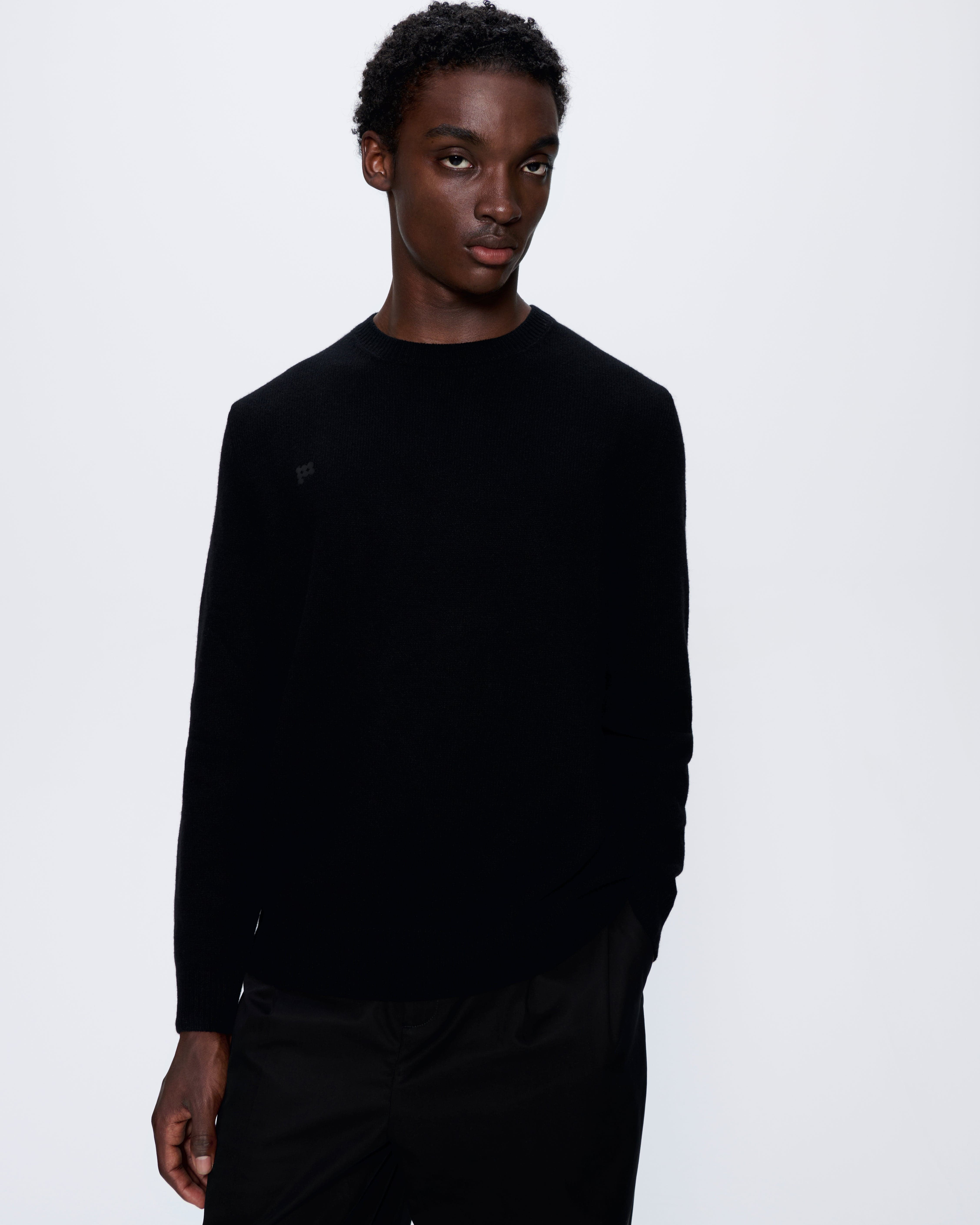 Mens Recycled Cashmere Crewneck Sweatshirt - Black - 3