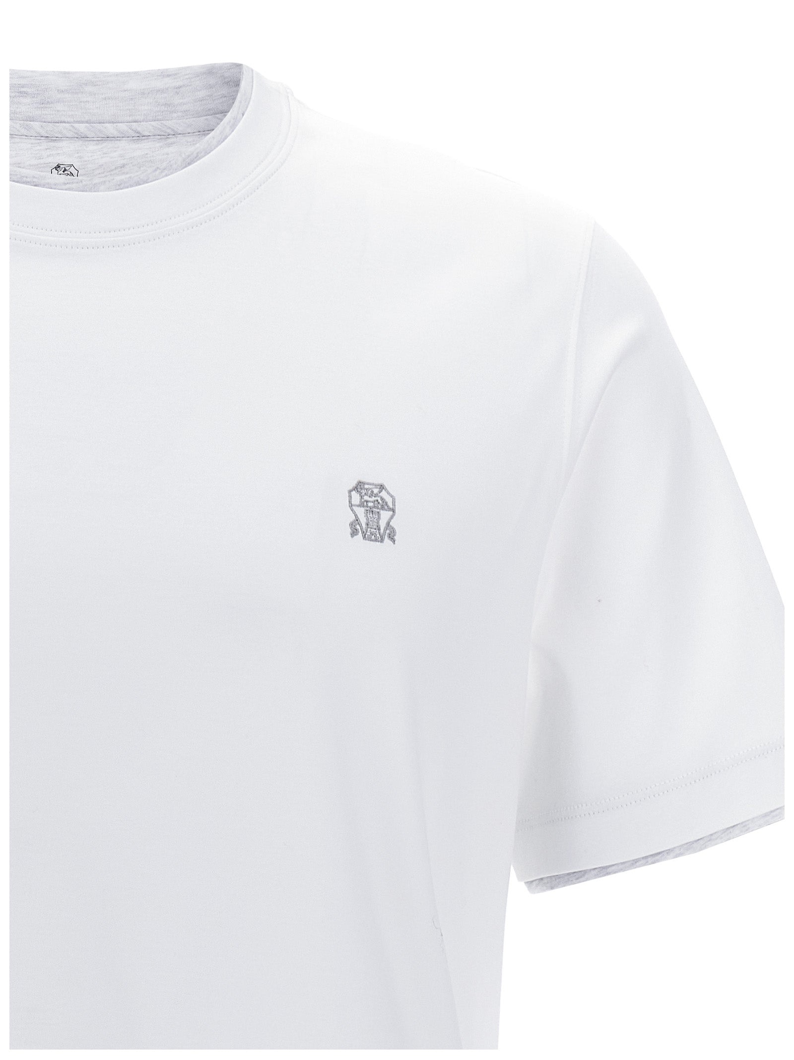 Tシャツ・カットソー BRUNELLO CUCINELLI Logo layered T-shirt Brunello Cucinelli Logo Layered T-Shirt White | wananluxury