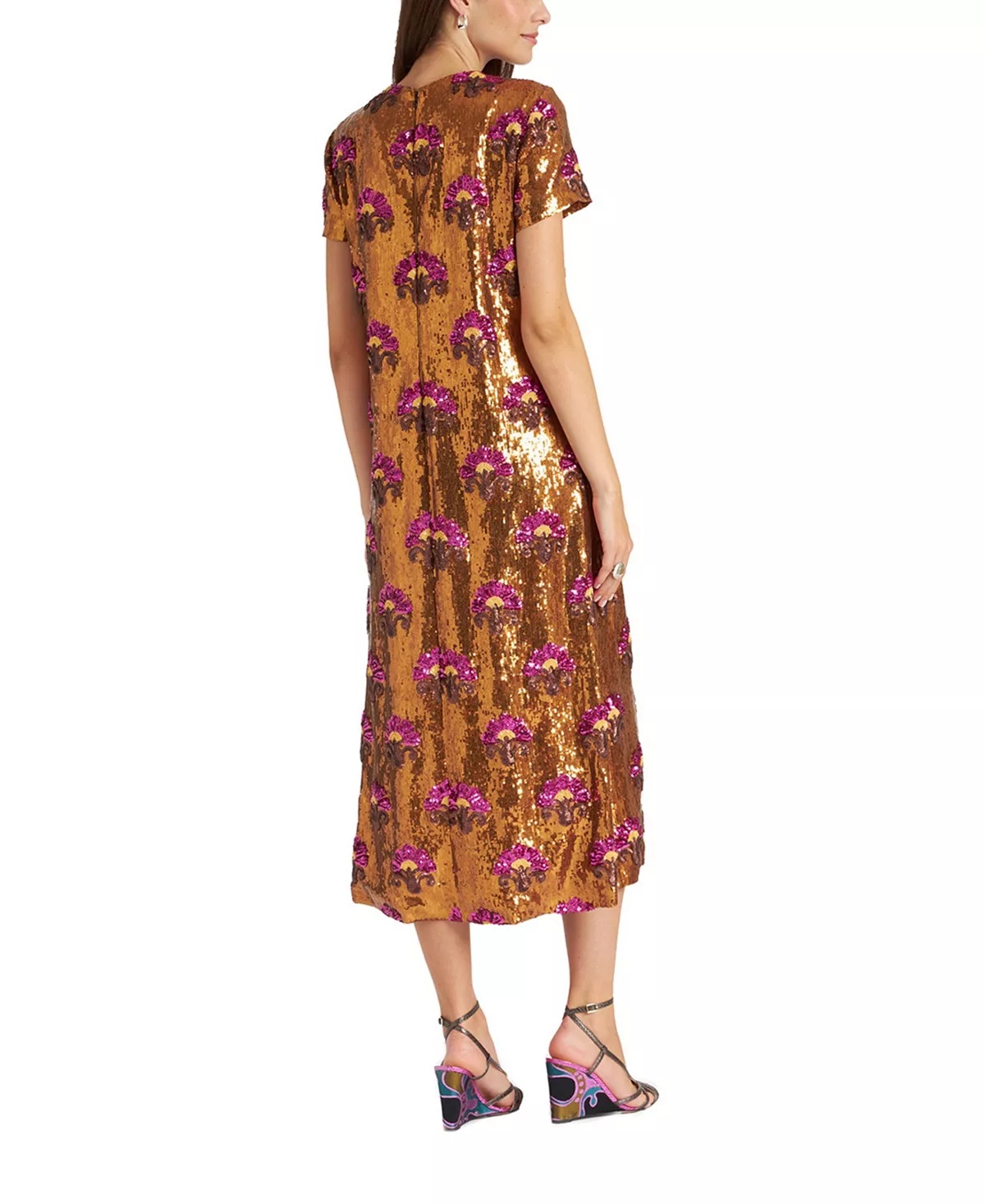 Super Swing Dress in Textured Sequins Rust - 2