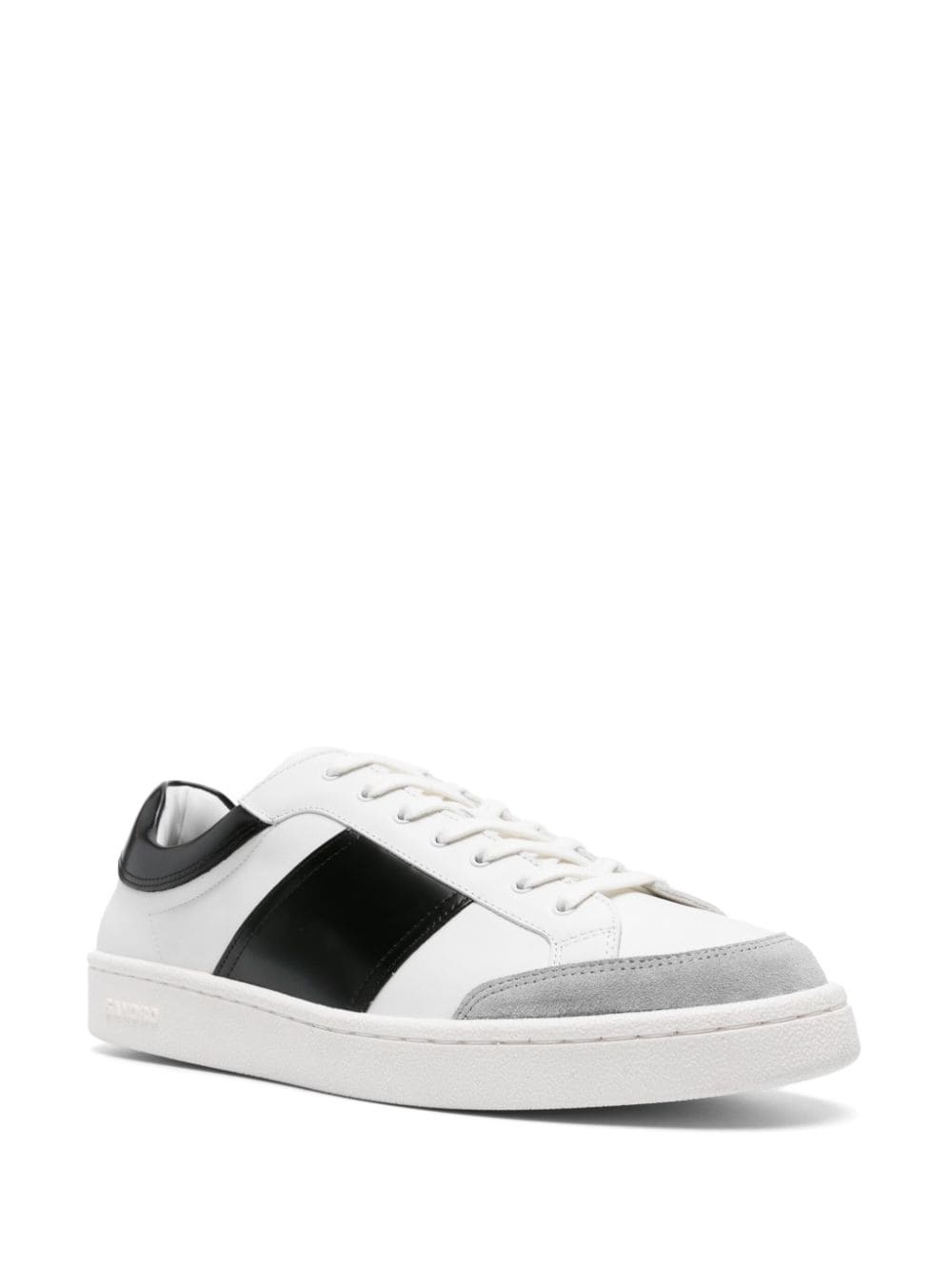 panelled leather sneakers - 2