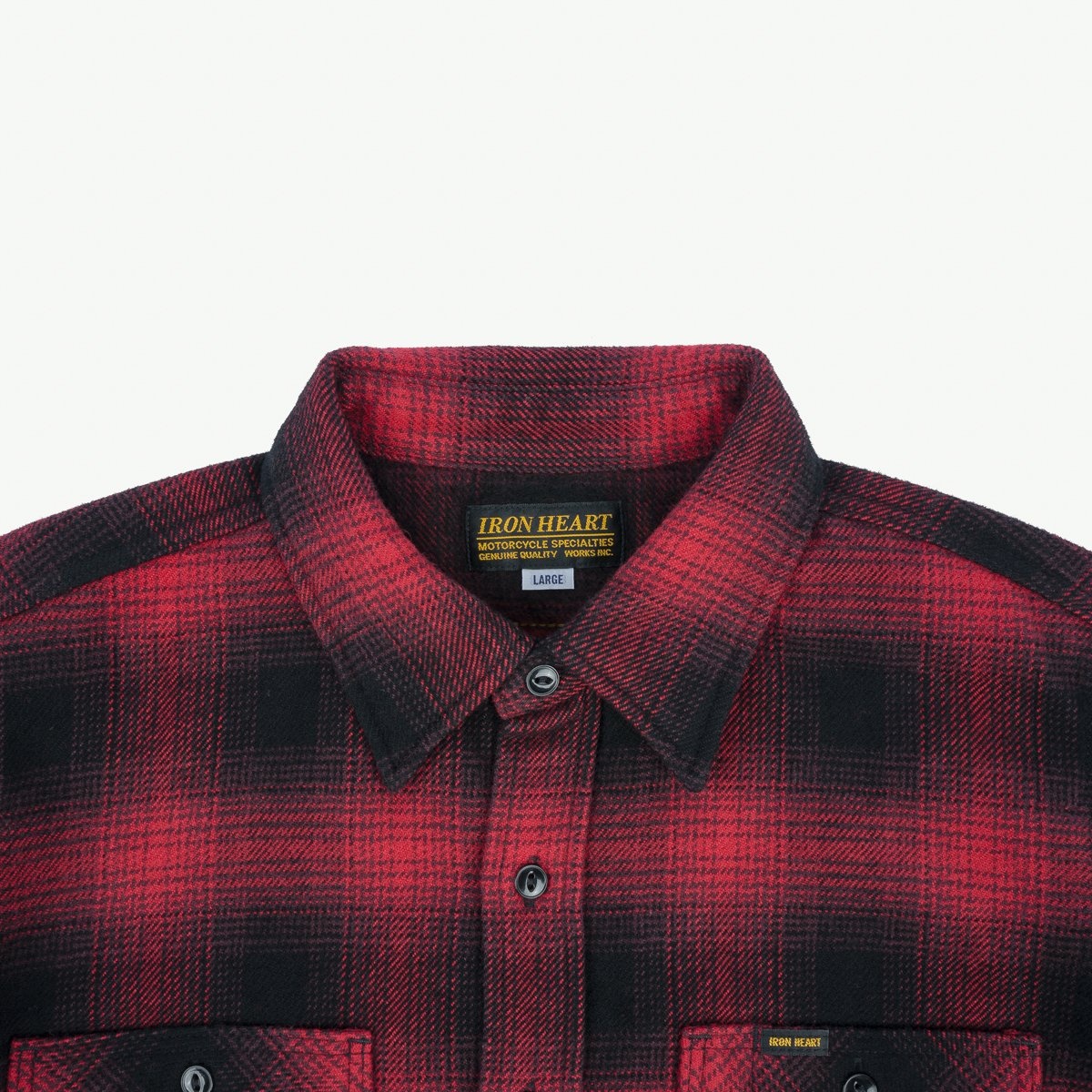 IHSH-265-RED Ultra Heavy Flannel Ombré Check Work Shirt - Red/Black - 7