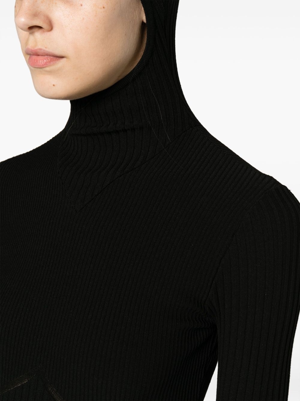 balaclava-hood ribbed jumper - 5