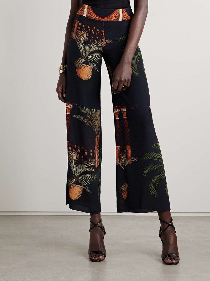 Mystic silk crepe de chine wide-leg pants Black 3