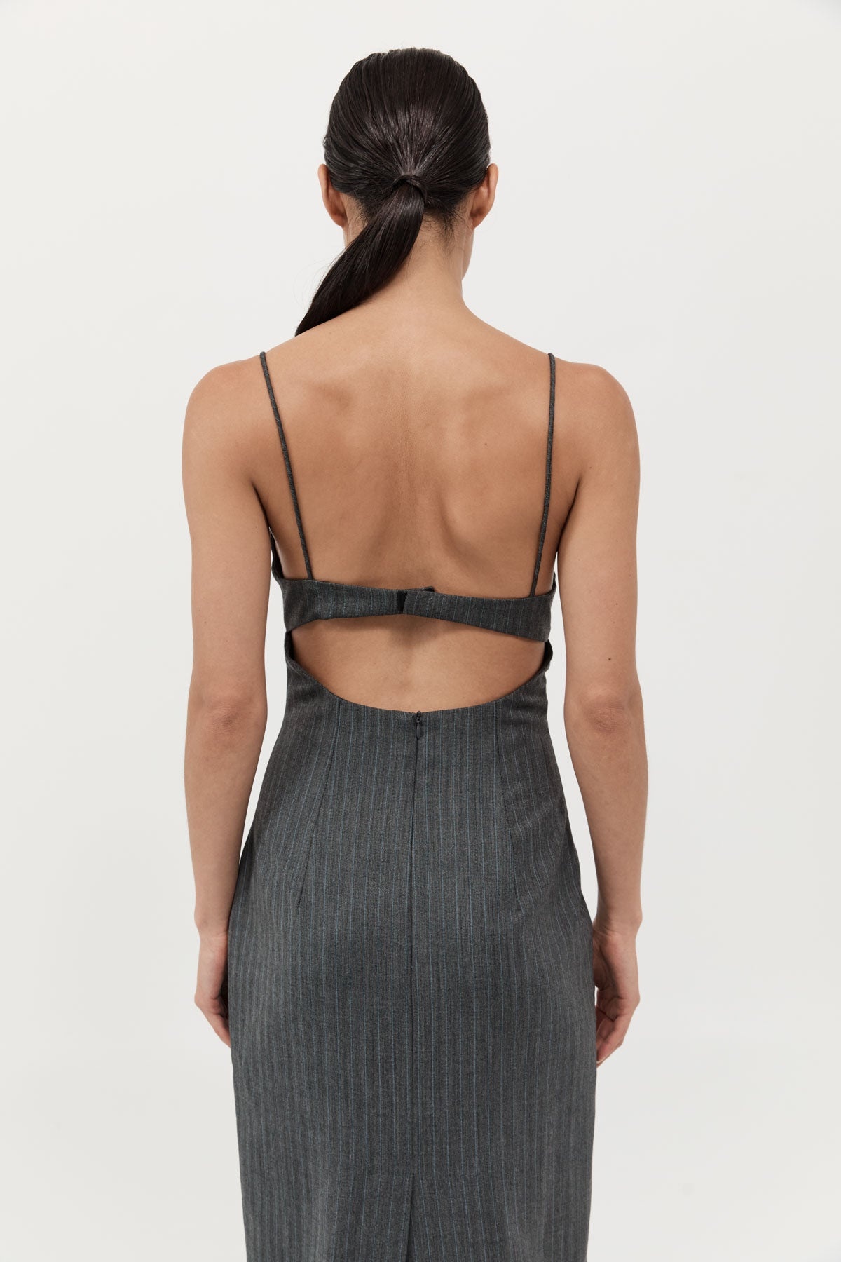 Pinstripe Bra Dress - Stone Blue Stripe - 4