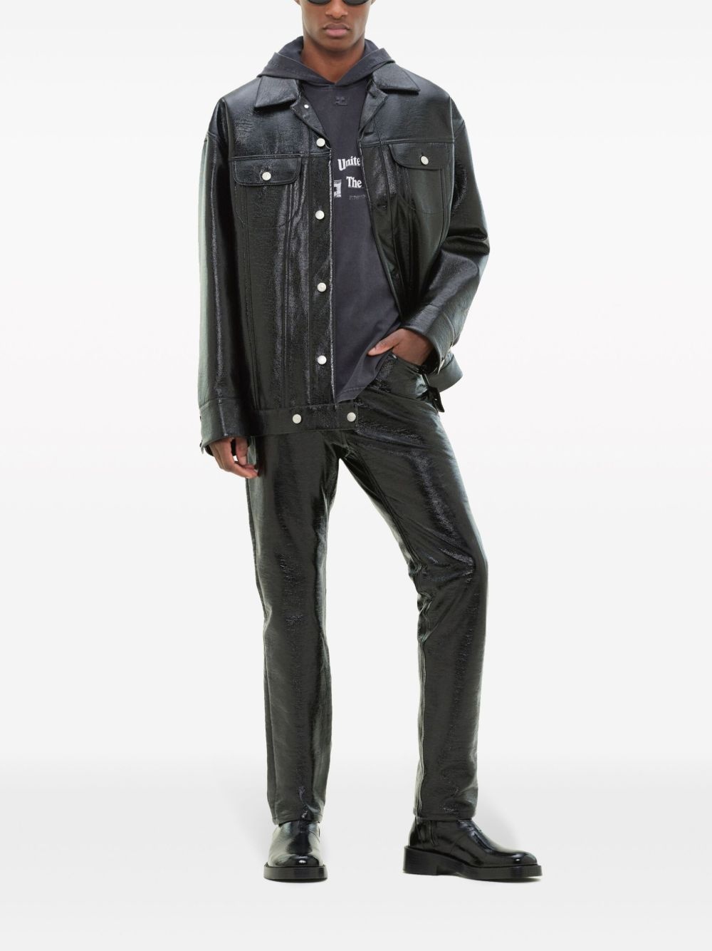 shine-effect biker jacket - 2