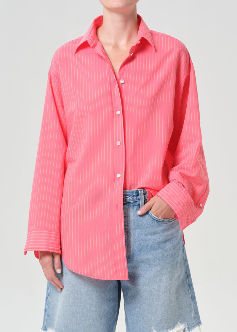 AGOLDE SONA SHIRT IN FONTANA STRIPE/CANDY outlook