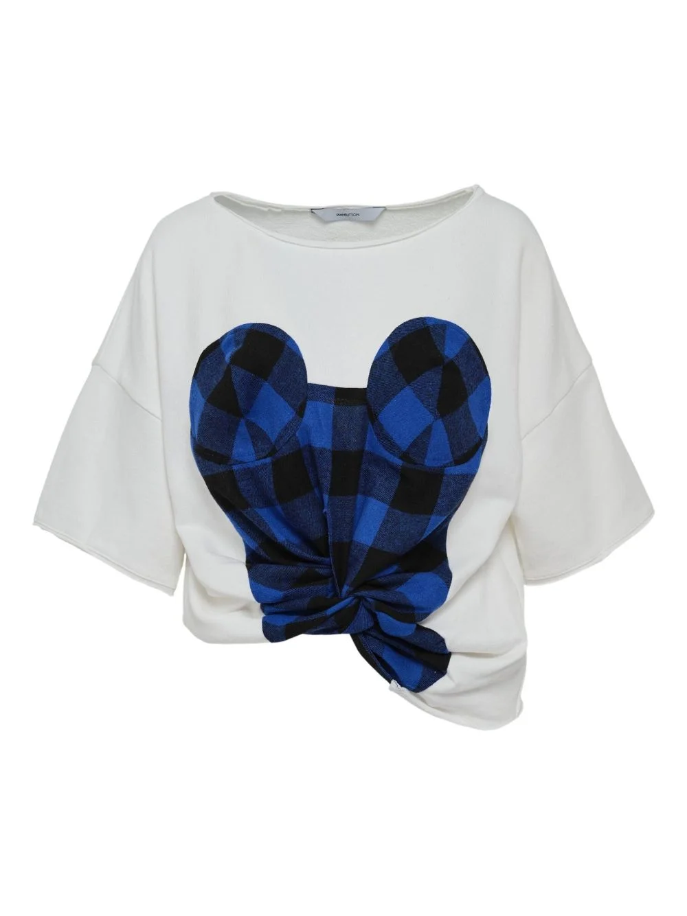 twisted-hem check-print top - 1