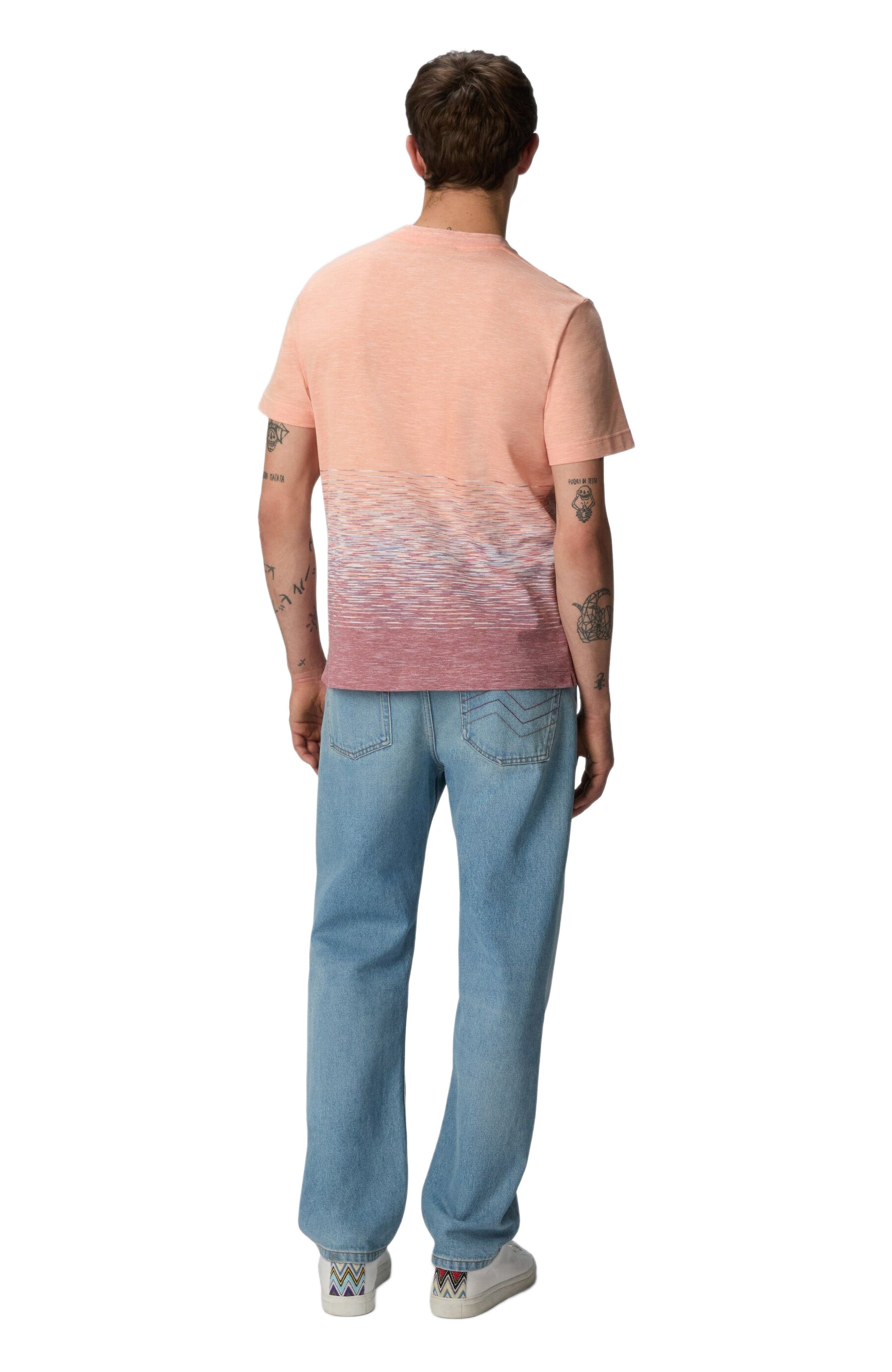 Missoni Crewneck T-shirt In Slub Cotton And Linen With Zigzag Embroidery in Orange & Red at Nordstro - 3