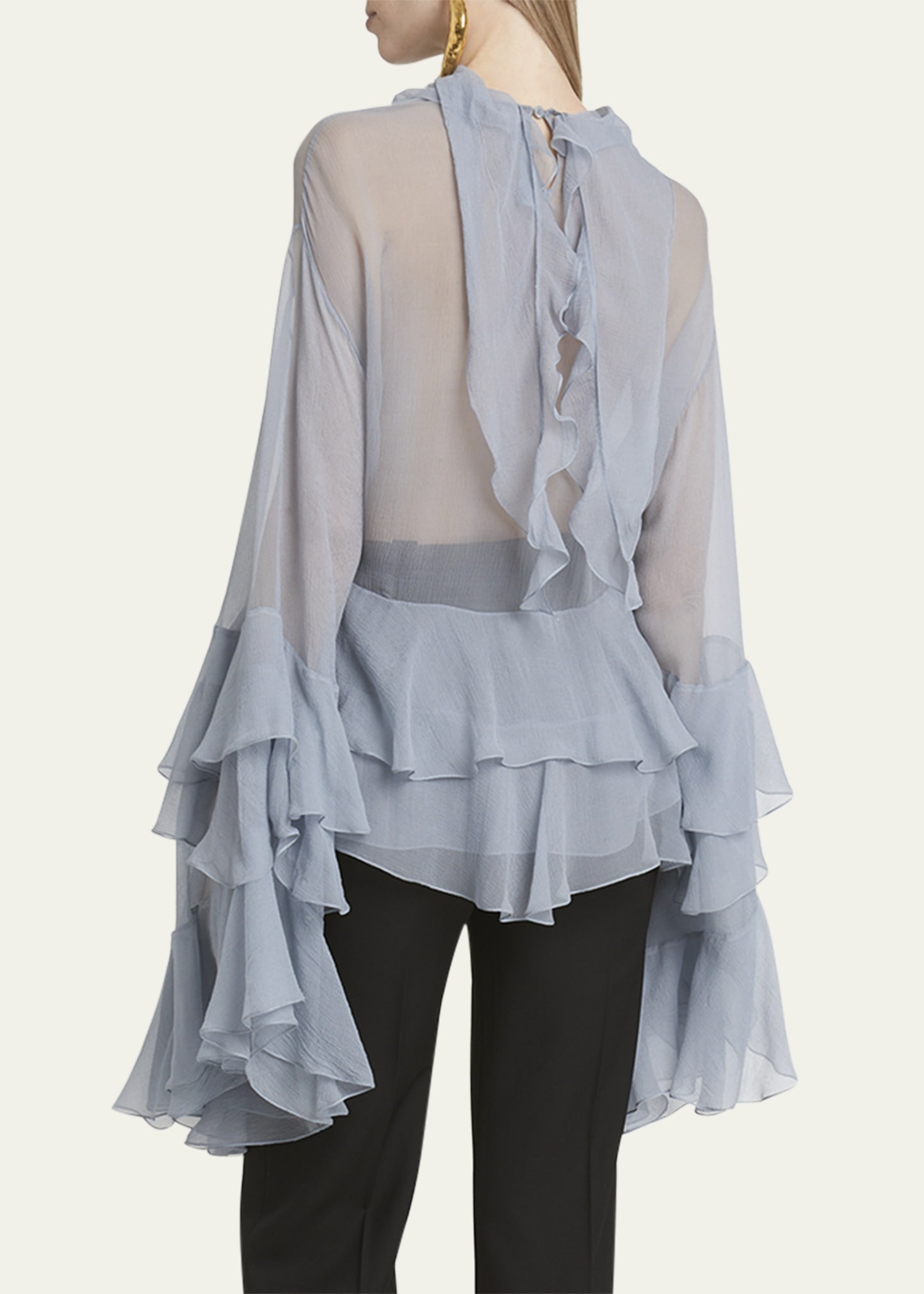 Silk Musseline Top with Ruffles - 3