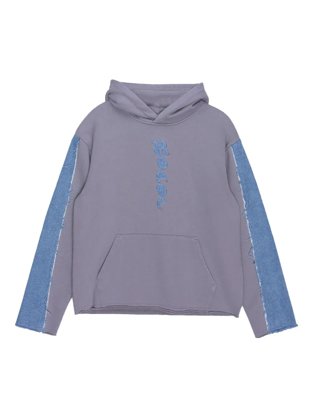 denim-panel hoodie - 1