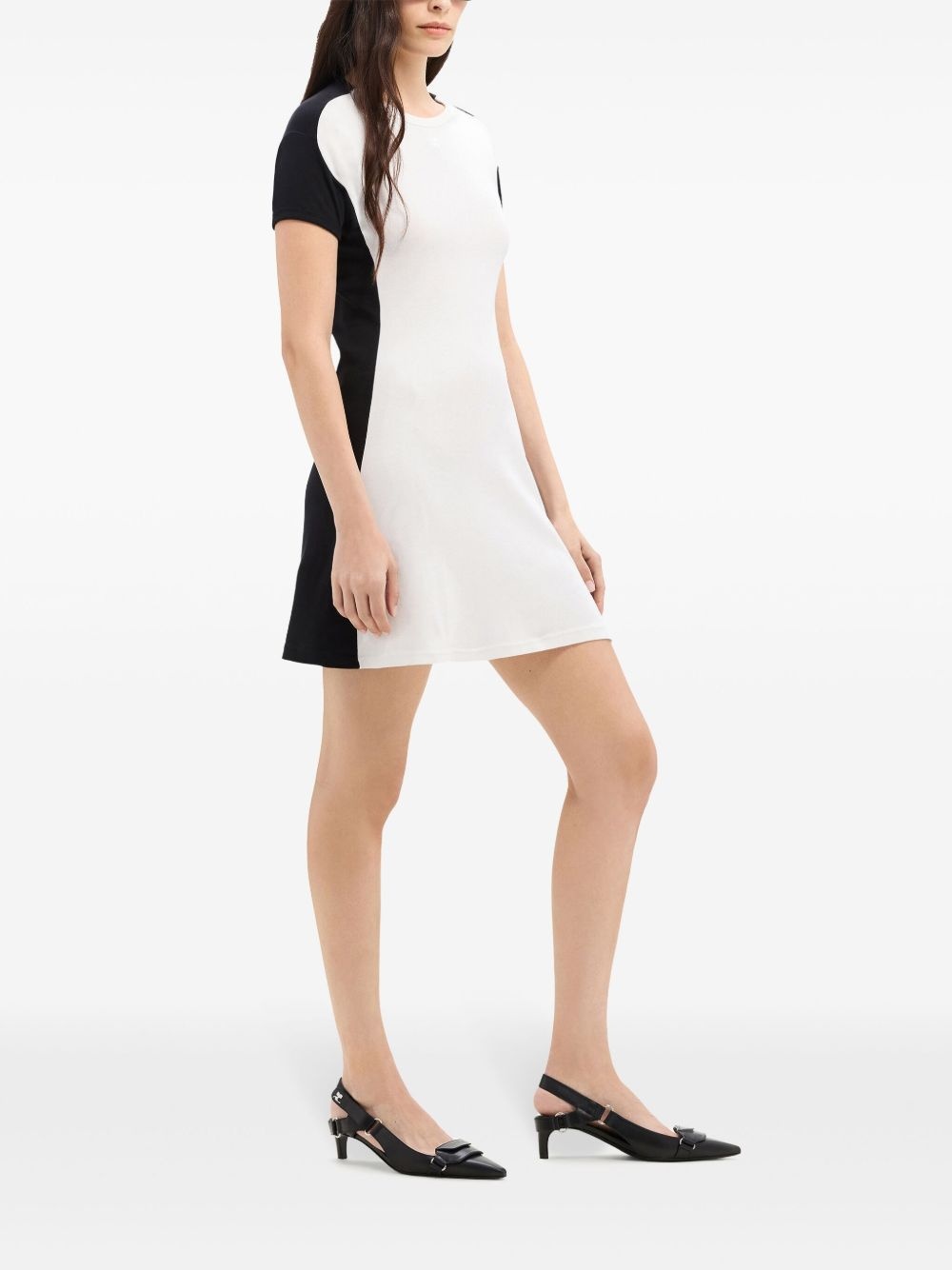 contrast-frame cotton mini dress - 3