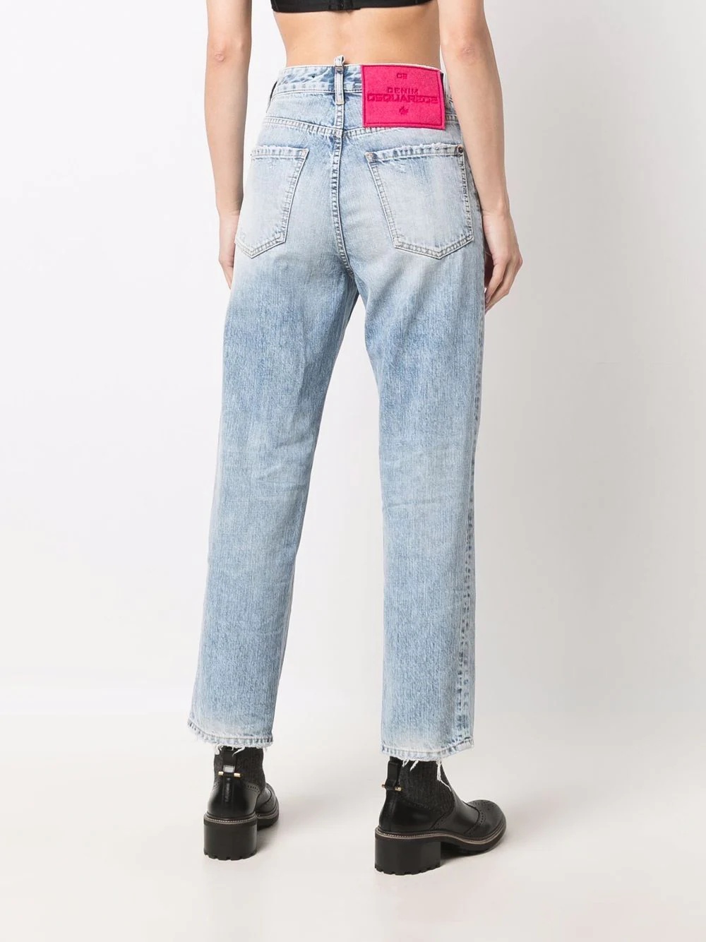 distressed straight-leg jeans - 4