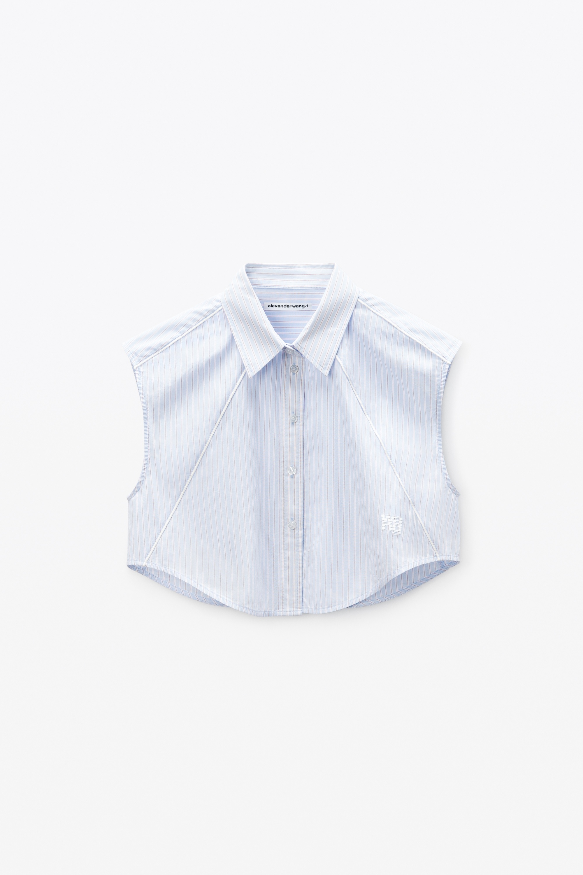 Cropped Sleeveless Button-Up Shirt in Cotton - 1