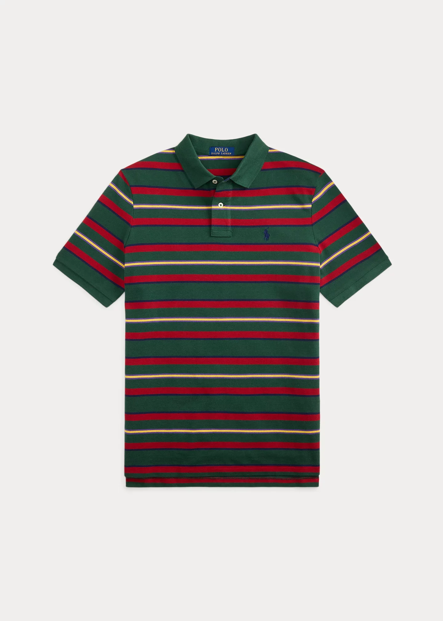 Classic Fit Striped Mesh Polo Shirt - 1