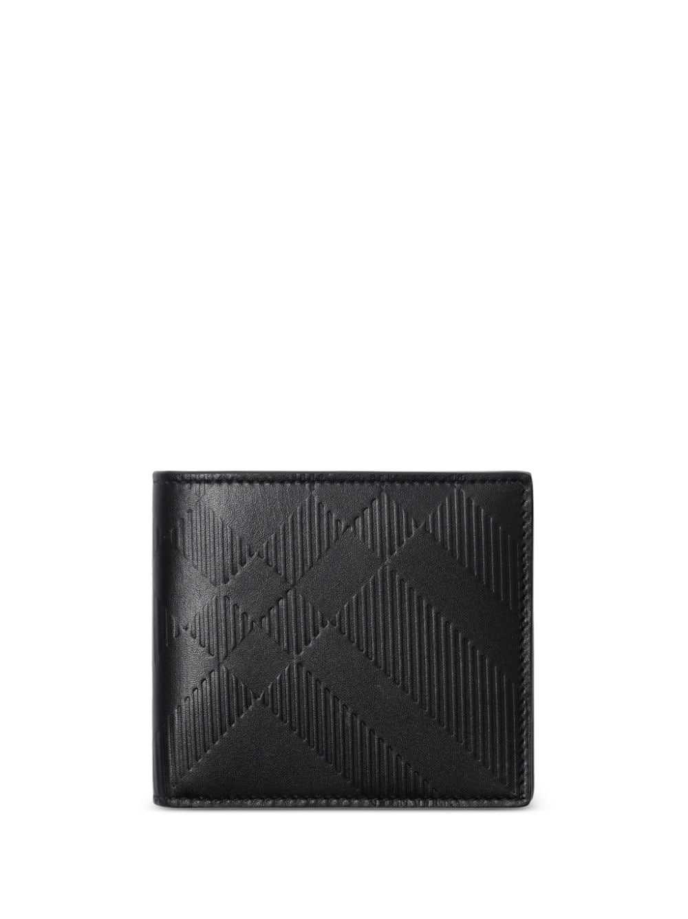 embossed-check leather wallet - 1