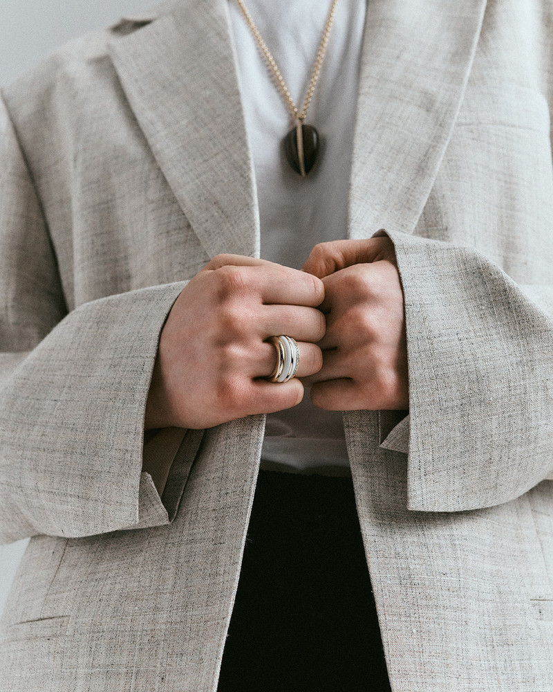 By Pariah Stack_Classic Ring Stack | White Agate outlook