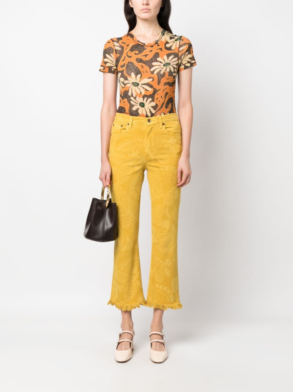 Fancy fringed cropped jeans - 2
