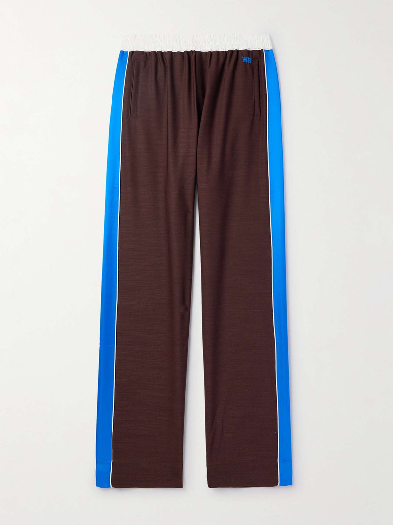 Courage Straight-Leg Logo-Embroidered Shell and Satin-Trimmed Wool Track Pants 1