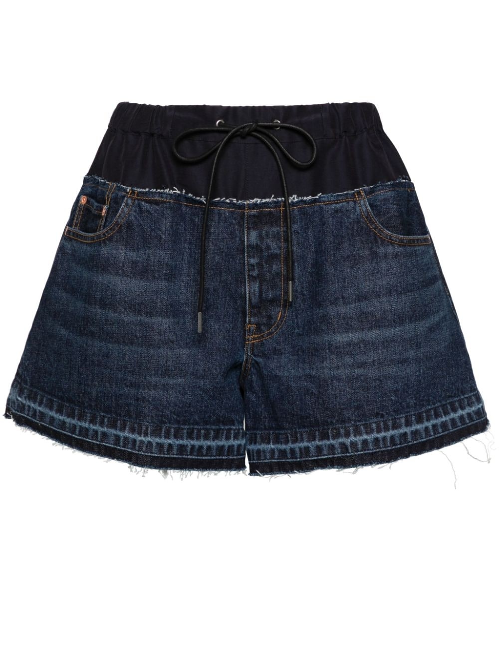 contrasting-fabric cotton shorts - 1