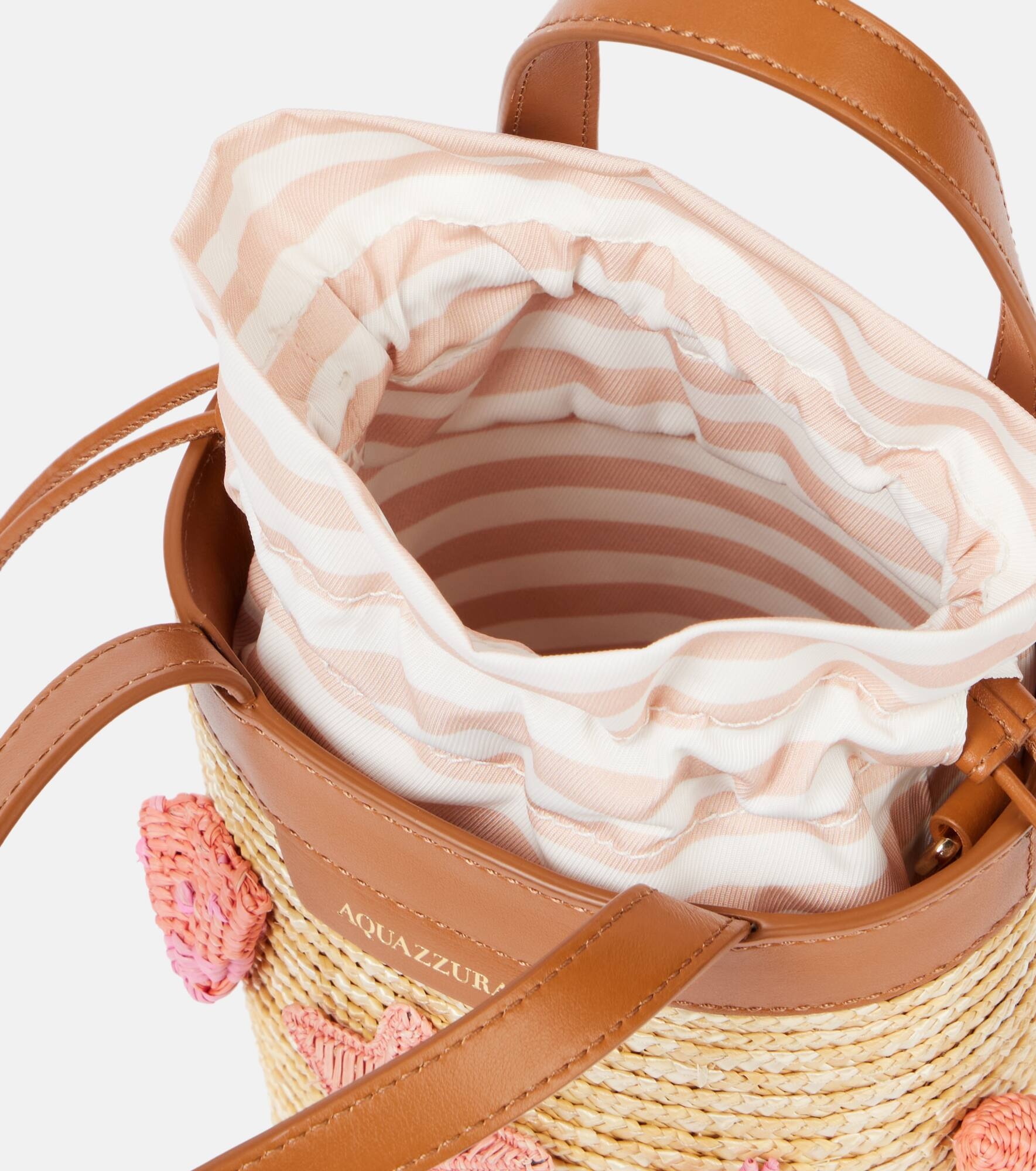 Marea Small appliqué raffia bucket bag - 3