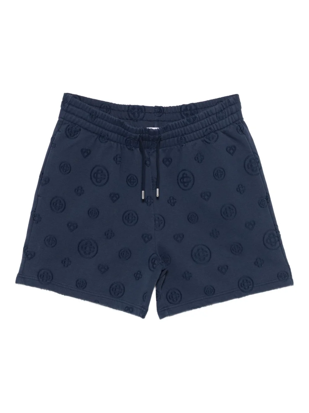 patterned drawstring-waistband track shorts - 1