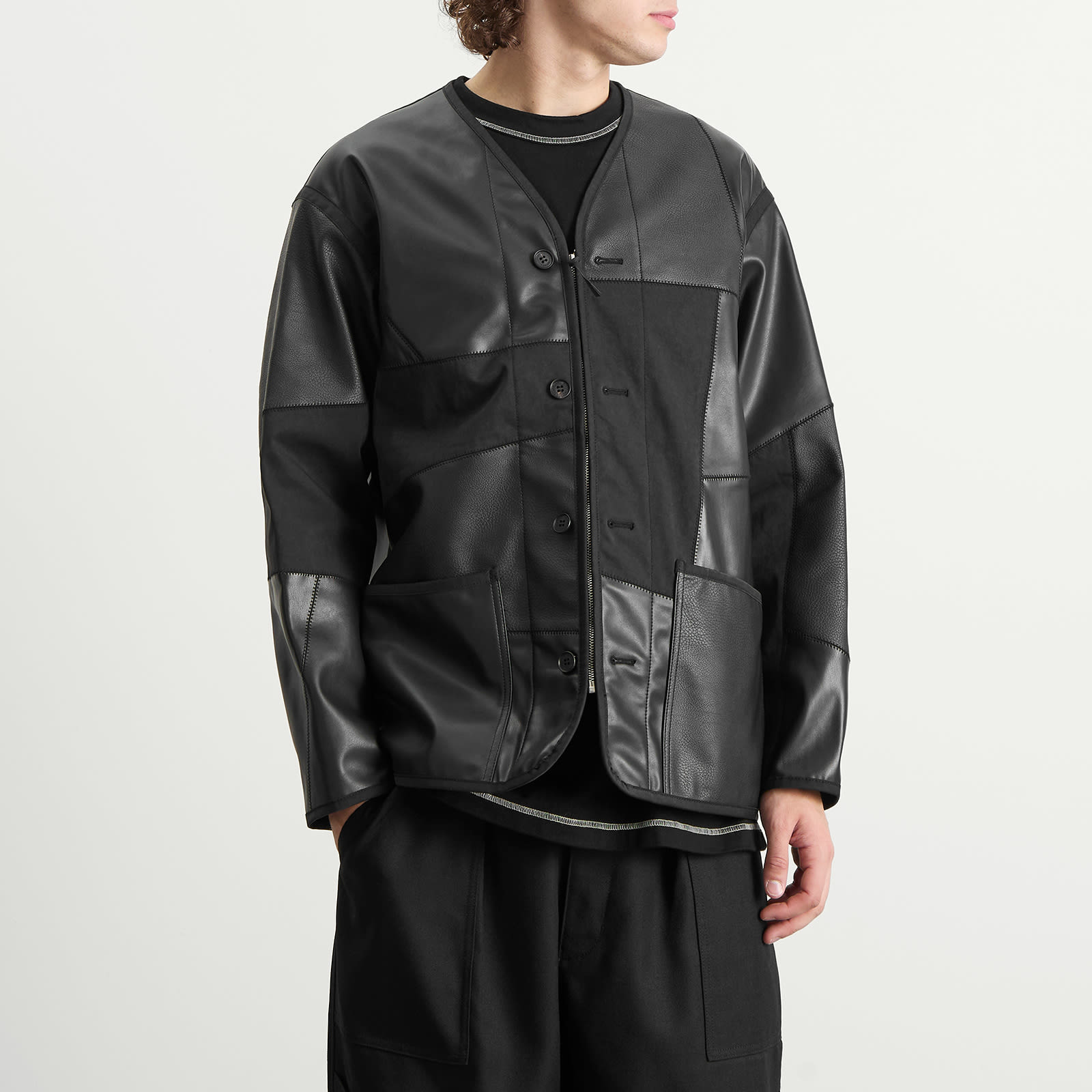 Comme des Garçons Homme Leather Mix Jacket - 2