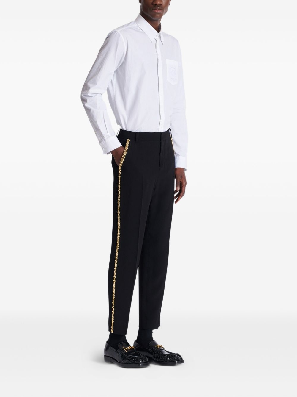 embroidered straight-leg trousers - 3