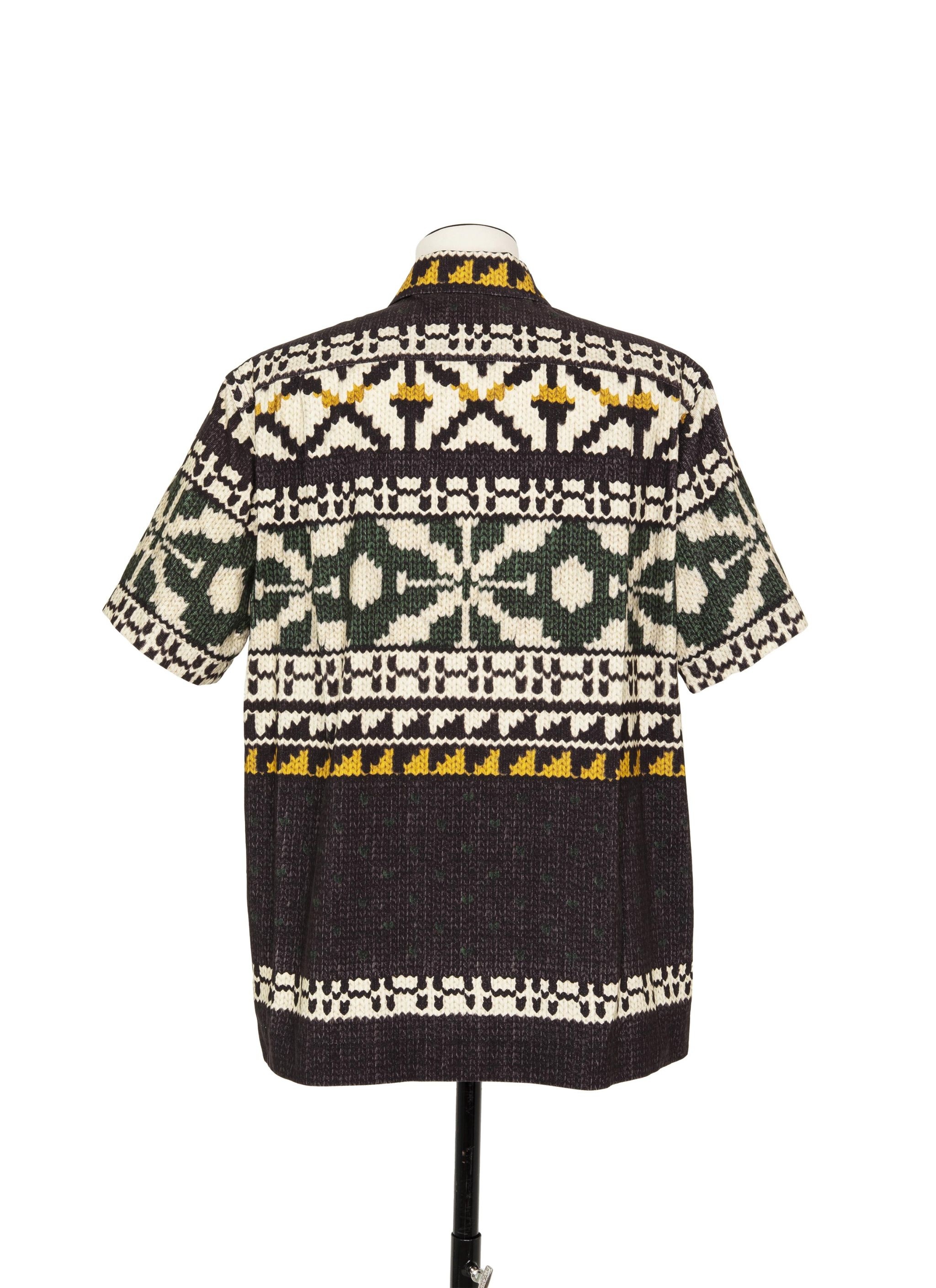 Pattern Knit Print Shirt - 4