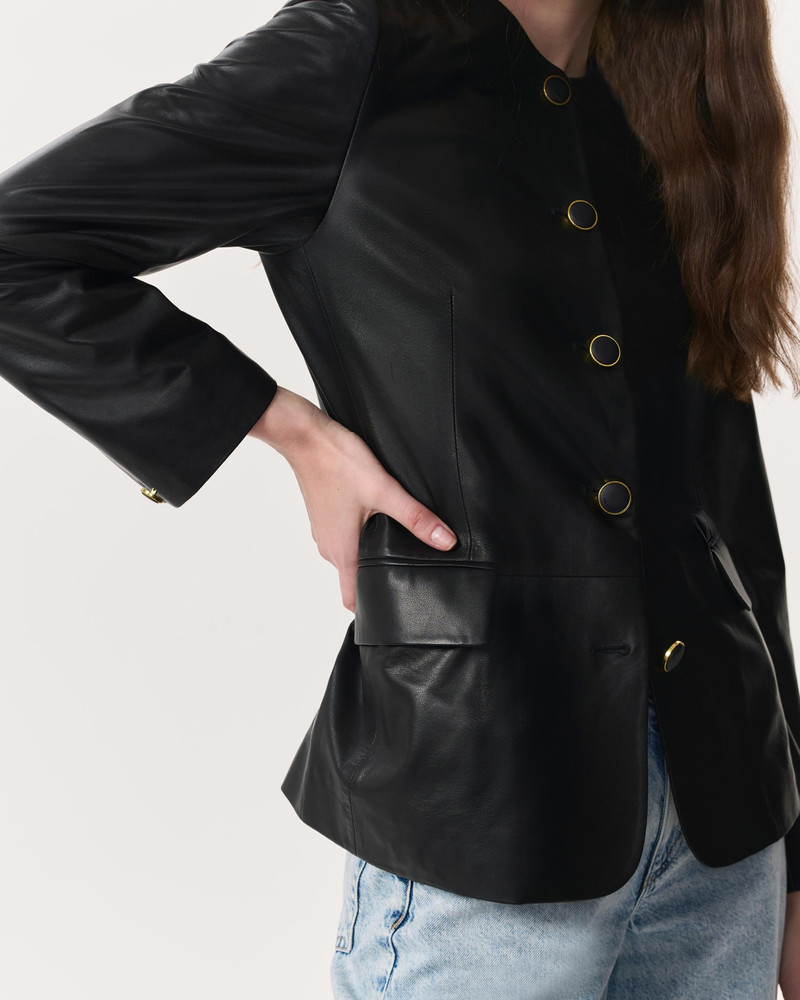 Bartlet Collarless Lamb Leather Blazer 6