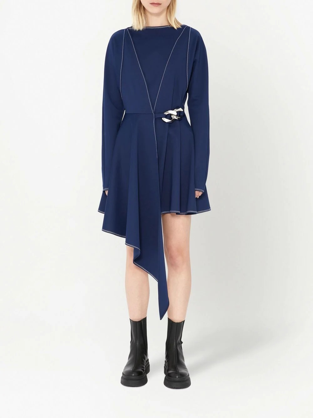chain link-embellished asymmetric dress - 2