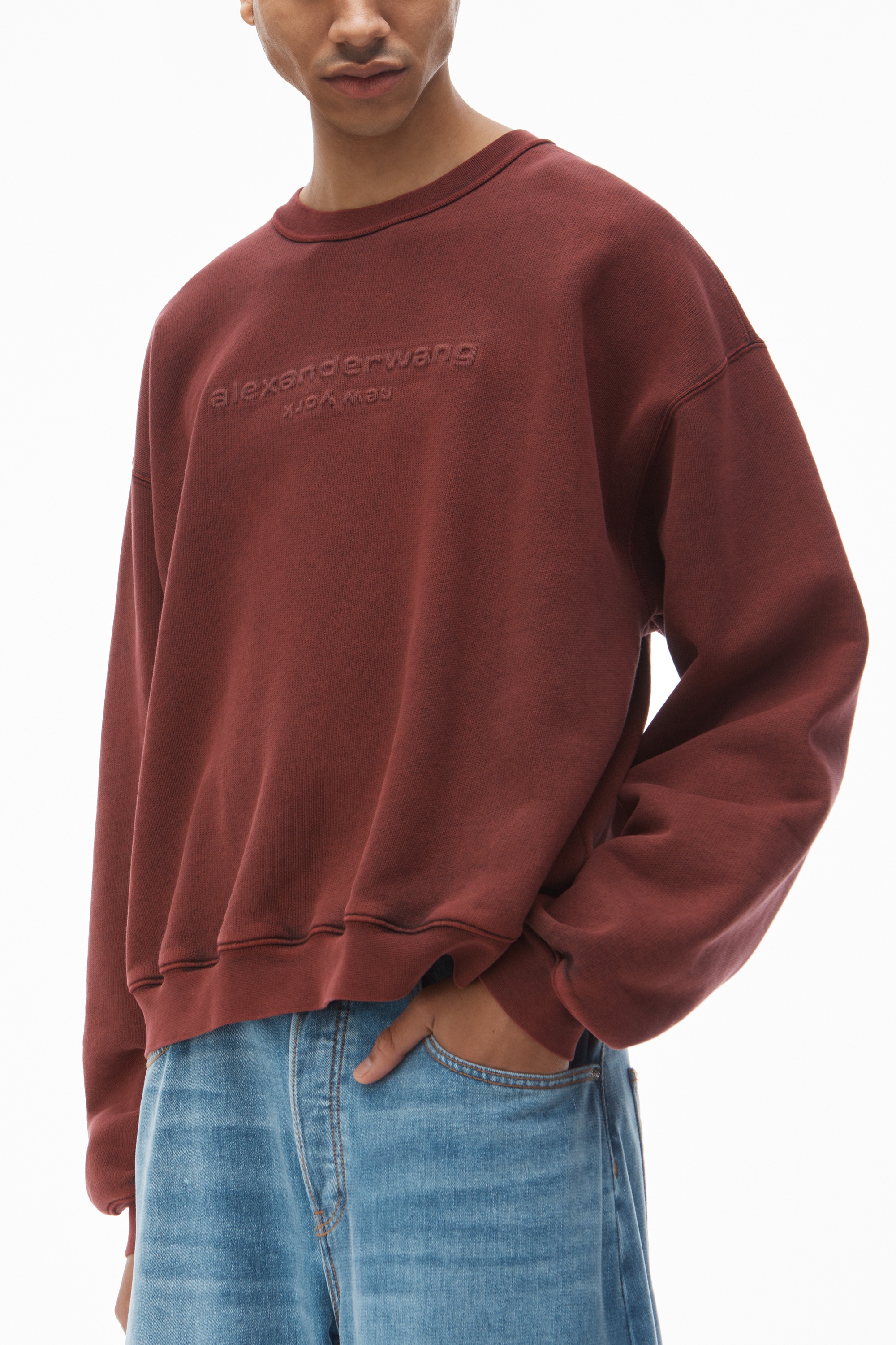 logo-embossed sweatshirt in cotton - 3