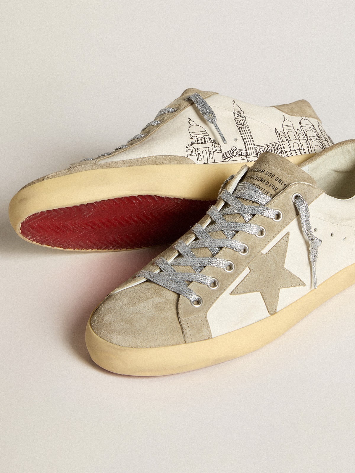 Women’s Super-Star in nappa with ice-gray suede star and black embroidery - 4