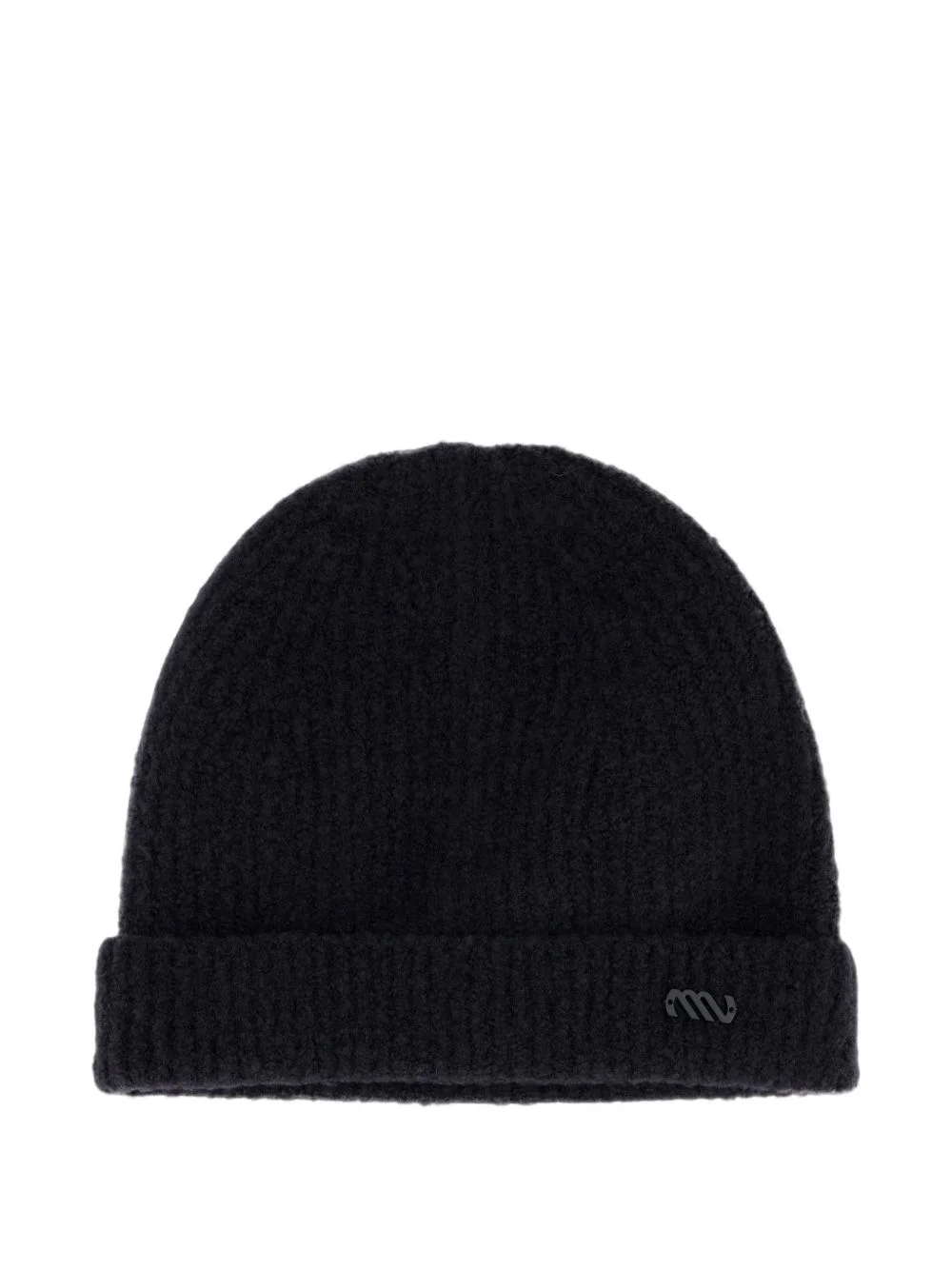 Felted logo-plaque bouclé beanie hat - 1