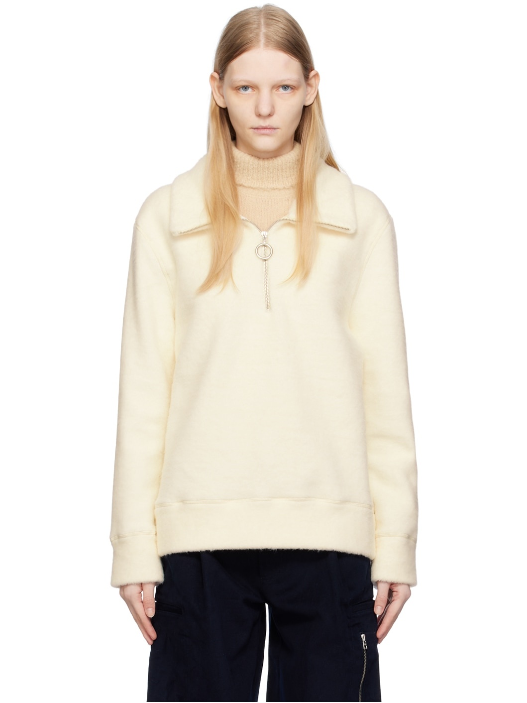 Off-White Half-Zip Sweater - 1