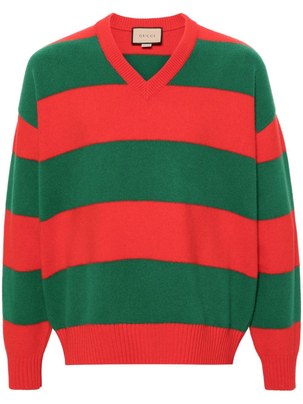 striped wool V-neck jumper - 1