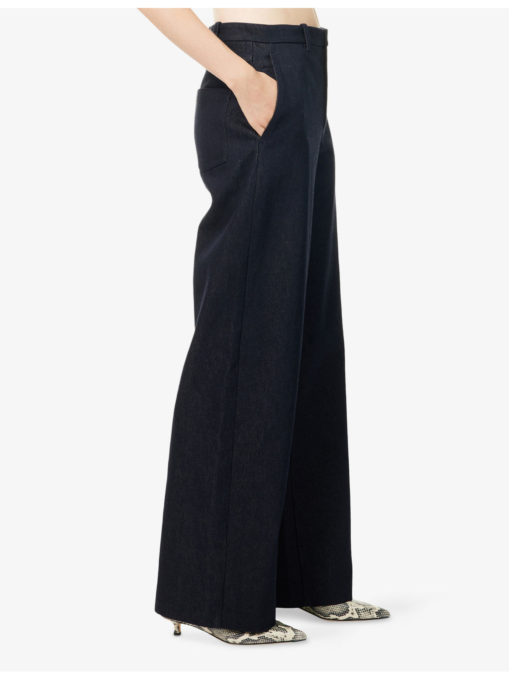 High-Rise Wide-Leg Denim Trousers - 3