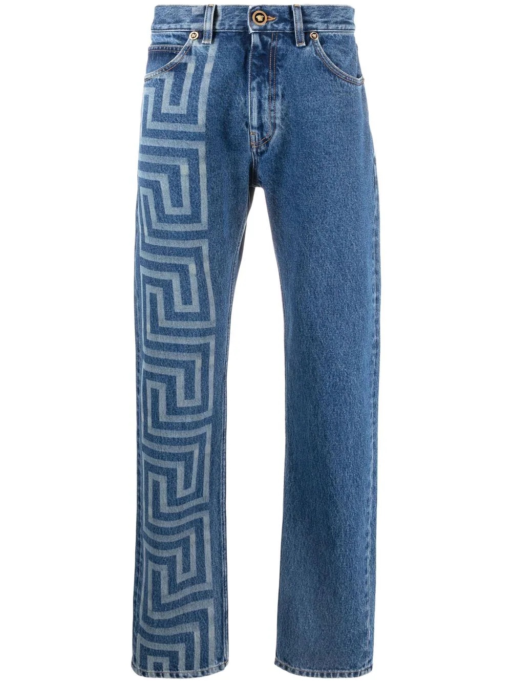 Greca-print straight-leg jeans - 1