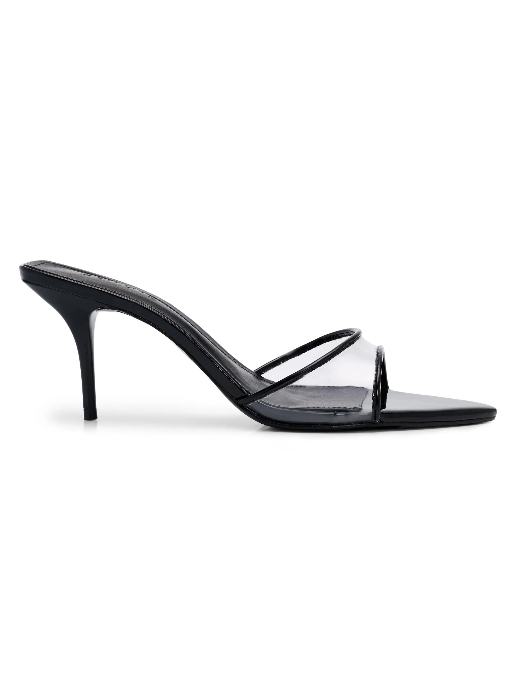 Women's Elodie Vinyl 75MM Patent Leather Sandals - Transparent Black - 1